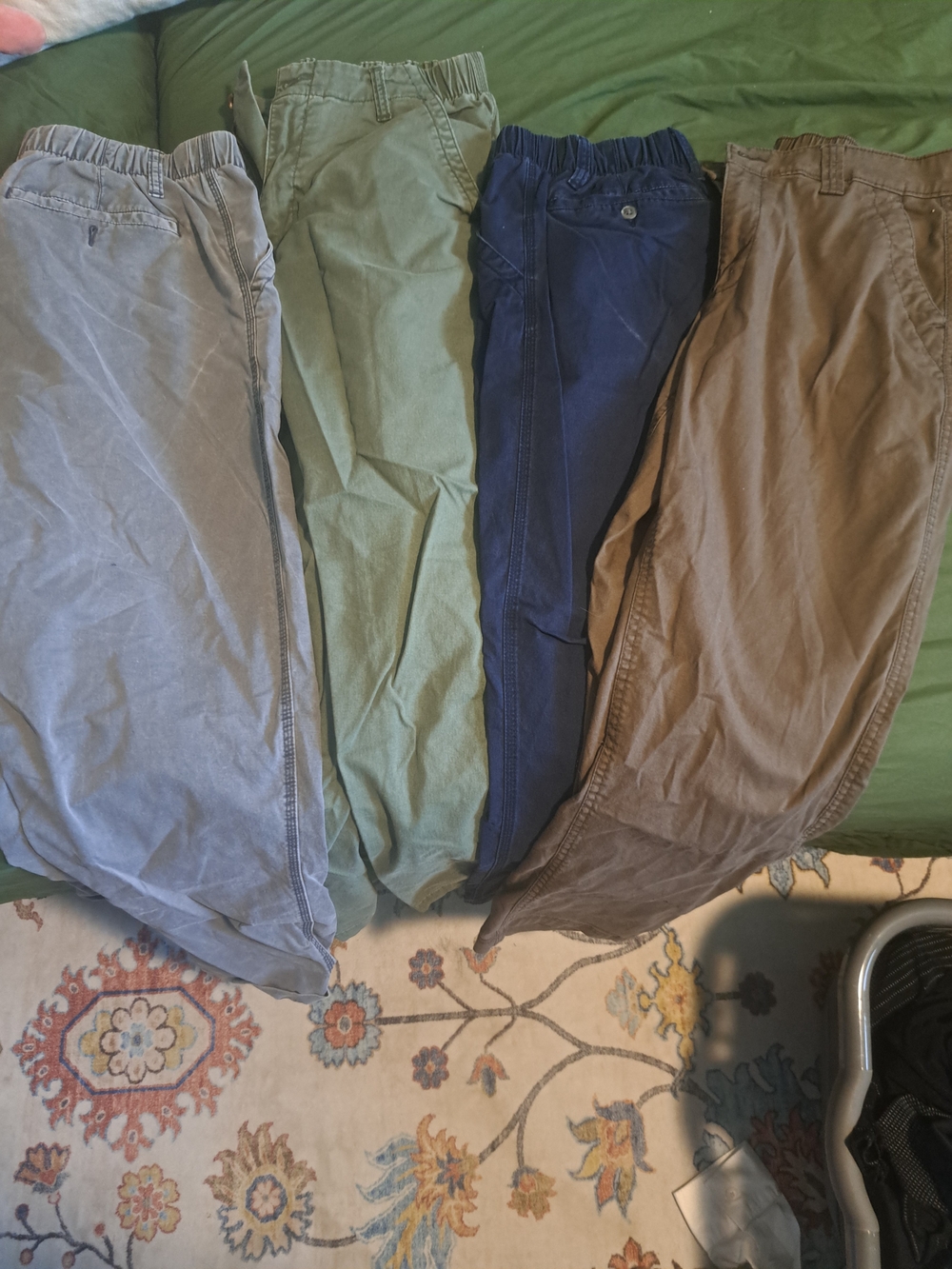 Old Navy Women's Chino Pants in Light Blue, Olive Green, Navy, and Brown
